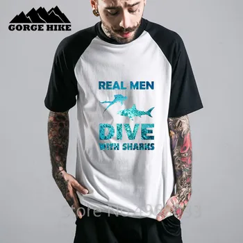 Scafandru design Bărbați Adevărați scufundări cu Rechini tricou Amuzant Animale Scrisoare de Imprimare Barbati tricou Top Meșteșug Nu se Estompeze Rece Vara Tricou