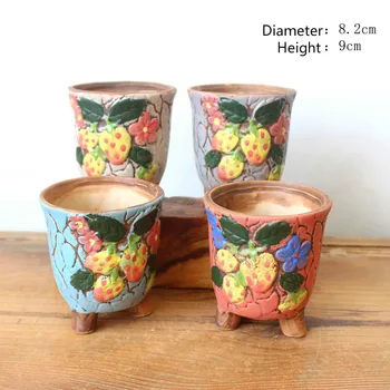 2 buc Ceramice Suculente în Ghiveci de Flori de Mână-pictat de Capsuni Vase de Pepinieră Interior Plantare Gradina Ghivece de Grădină Ghivece