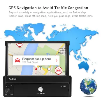 Podofo Android Auto Radio Player Multimedia, GPS, Autoradio 1 Din 7