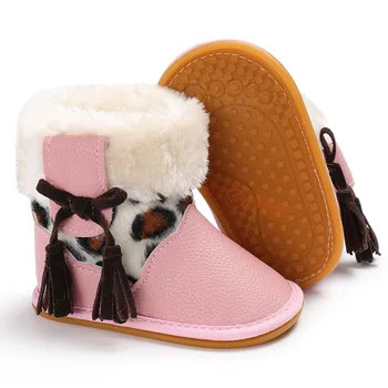 Copilul cald iarna pentru copii nou-născuți ciucure alunecare fund moale pentru copii pantofi de potrivire de culoare de imprimare leopard pantofi pentru copii