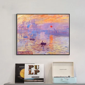 Lui Monet Celebra Pictura Răsărit Pictura in Ulei pe Panza de Imprimare Nordic Poster de Arta de Perete Poza Pentru Living Home Decor Fara rama