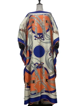 Supradimensionat Plaja Boho femei Imprimate caftan rochii lungi европейская одежда Orientul Mijlociu Femeile Musulmane Mătase boeme rochie Lunga