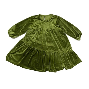 New Baby Girl Dress 2020 Primăvară Copii de Aur Rochie de Catifea Haine Copilul Avocado Rochie Verde 1-8Yrs Baby Girl Rochii de Printesa