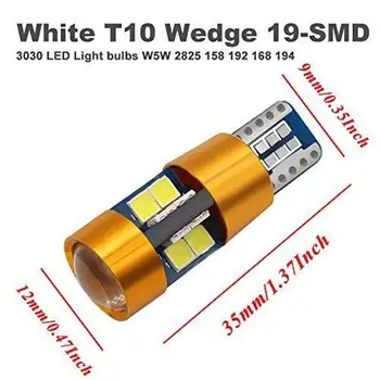 2 piezas Coche Canbus T10 19SMD Coche 3030 Chip de LED-uri T10 168194 2825 W5W Bombillas LED para luz de posicion