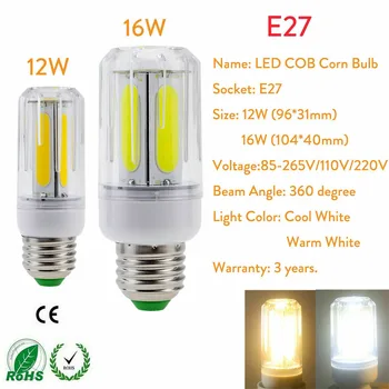 5X LED COB de Porumb Bec E26 E12 E26 E14 B22 12W 16W Lampa Luminos Pentru Acasă RD1002 Pentru Acasă LED Candelabru Decor Fiolă