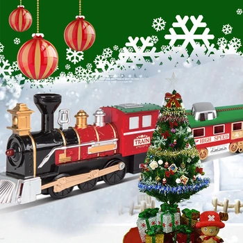 Crăciun Tren Electric Copii Jucării Electrice de Cale Ferată de Tren Set de Curse de Transport Rutier Jucării Pentru Cadou de Crăciun