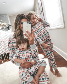 Uite de familie de Craciun Set de Pijama cu Dungi Elan de Familie Casual Potrivite Costume de Anul Nou Costume Pijamale Pijamale Pijama Set