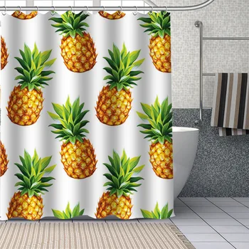 Desene animate personalizate tropicale ananas Perdele de Dus DIY Perdea de Baie Material Lavabil din Poliester pentru Cada Art Decor