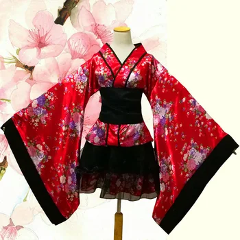 Halloween Femei Cosplay Costum Elegant Sakura Costum De Imprimare De Flori De Sex Feminin Halat Rochia Stil Japonez Vintage Lady Geisha Kimono