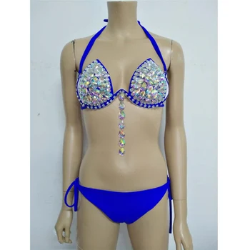 Vara Sexy Femei din Două piese Bikini set Handmade cu Margele Luminoase Diamant Set de Bikini Doamnelor Set de Două Piese 2020 New Sosire