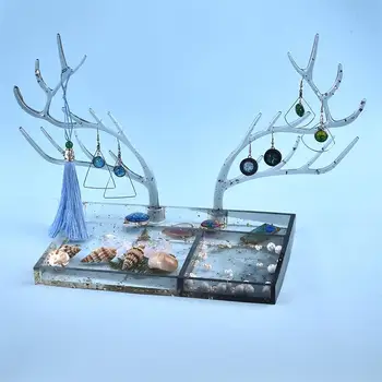 Mucegai silicon Stil de Crăciun Corn de cerb Ramură de Copac Bijuterii Rack de Afișare DIY Rășini Epoxidice Cristal Bijuterii Tava matrițe