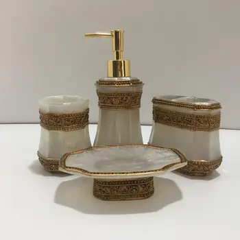 Nou rășină accesorii de baie 4 piese set de baie set cadou periuta de dinti titularului set pahar de detergent de vase, inclusiv dozator de săpun