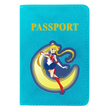 Farmecul de Moda Sailor Moon Imprimare Femei Bărbați Pașaport Coperta din Piele Pu ID-ul de Călătorie Titularul Cardului de Credit, Portofel de Buzunar Genti