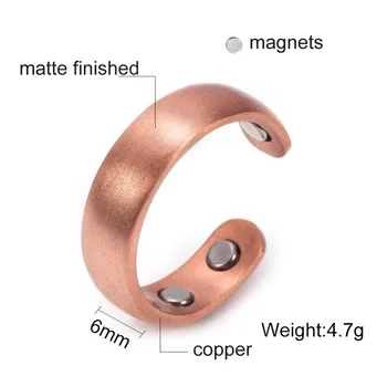 Vinterly Cupru Inel Magnetic Mens Mat Terminat de Sănătate a Energiei Simplu Reglabil Manșetă Pur Inele de Cupru pentru Barbati Femei Bijuterii