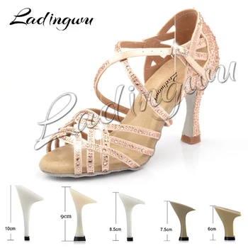 Ladingwu Latină Pantofi De Dans De Fete Dansurile De Bal Pantofi De Dans Pătrat De Pantofi Pentru Femei Doamnelor Salsa Pantofi Cu Toc Moale Confortabil
