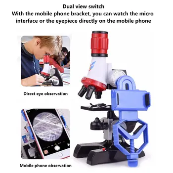 Copiii Microscop Neutru Plastic 1200X Experiment de Ajutor în Predare Știință Jucărie Focală Reglabilă 9Pcs Set