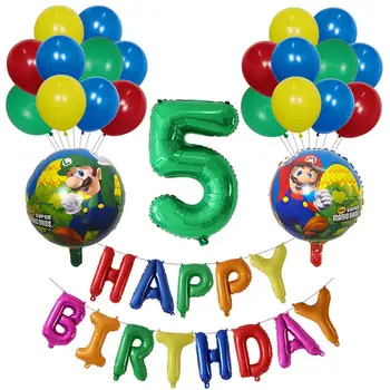 24buc Super Mario Baloane de 30 inch Număr de Baloane Fată Băiat Ziua de nastere Partid Mario Luigi Bros Mylar Albastru Balon Roșu Set Decor
