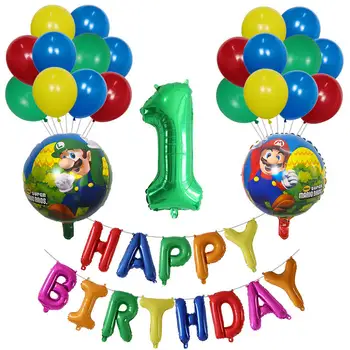 24buc Super Mario Baloane de 30 inch Număr de Baloane Fată Băiat Ziua de nastere Partid Mario Luigi Bros Mylar Albastru Balon Roșu Set Decor