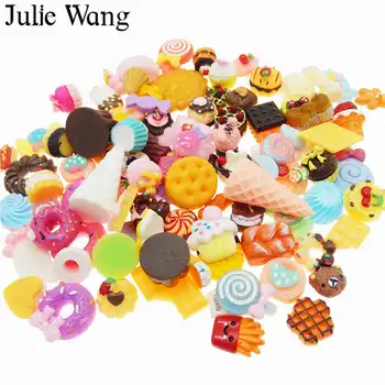 Julie Wang 100BUC Amestecat cu Rășină Tort, Pâine, Înghețată, Bomboane, Acadele Cabochon Noroi Farmec Decor DecorJewelry Face Accesoriu