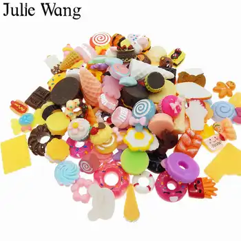 Julie Wang 100BUC Amestecat cu Rășină Tort, Pâine, Înghețată, Bomboane, Acadele Cabochon Noroi Farmec Decor DecorJewelry Face Accesoriu