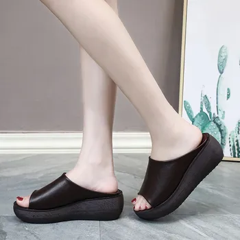 Sagace 2020 Noua Moda de Vara pentru Femei Slip-on tv cu Peep Toe Respirabil Sandale de Doamnelor Pantofi Casual pentru Femei Sandale cu Platforma