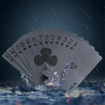 Negru Mat Plastic Cărți de Poker de COMPANIE Impermeabil Carti de Joc Pentru Jocuri de Masă de Familie de Divertisment Petrecere Picătură Navă