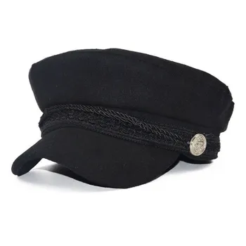 2018 Noi de Iarna Lână Octogonal Pălării Pentru Femei Plat Militare Șapcă de Baseball Doamnelor Solid Capace Femei Casual Berete Pălărie gorra militar