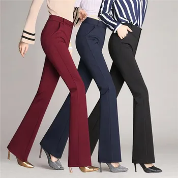 Pantaloni pentru femei de Moda Liber Casual Slim Pantaloni Evazate Înaltă Talie Pantaloni Formale Pentru Femei Skinny Solid Birou Doamnă Purta