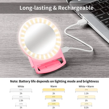 Bfollow Mini Moblie Telefon Selfie Inel Lampă cu Oglindă Clip Pe lumina Reîncărcabilă pentru Foto Smartphone, iPad, Laptop, aparat de Fotografiat
