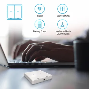 Benexmart Tuya Zigbee Scena Comutator Wireless Întrerupător 4 Bandele de Pe Perete Push Buton Compatibil cu Smartthing Smartlife