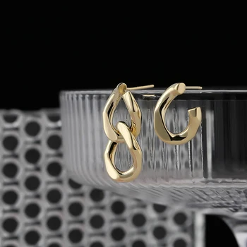 Yhpup Declarație Asimetrie Lanț Picătură Legăna Cercei Minimalist De Culoare De Aur De Metal Cercei Moda Bijuterii Geometrice Cadou 2020