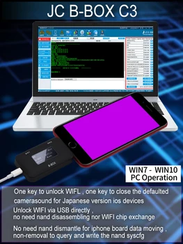 JC B-BOX C3 DFU Instrument Fereastra DCSD Cablu Pentru IOS A7-A11 Intra Violet Ecran pentru iPhone & iPad Debloca WIFI Modifica NAND Syscfg de Date