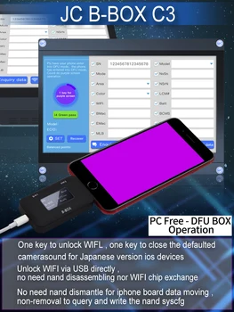 JC B-BOX C3 DFU Instrument Fereastra DCSD Cablu Pentru IOS A7-A11 Intra Violet Ecran pentru iPhone & iPad Debloca WIFI Modifica NAND Syscfg de Date