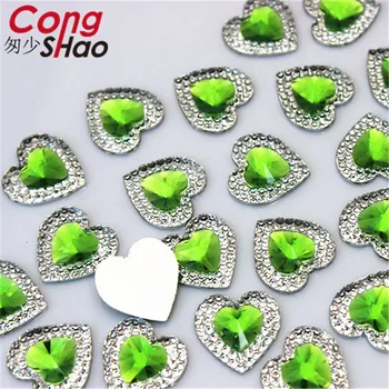 Cong Shao 200PCS 14mm Colorate Inima FlatBack pietre de cristal și Rășină Stras DIY Pietre Pentru Costum Butonul Meserii CS648