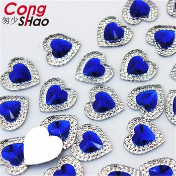 Cong Shao 200PCS 14mm Colorate Inima FlatBack pietre de cristal și Rășină Stras DIY Pietre Pentru Costum Butonul Meserii CS648