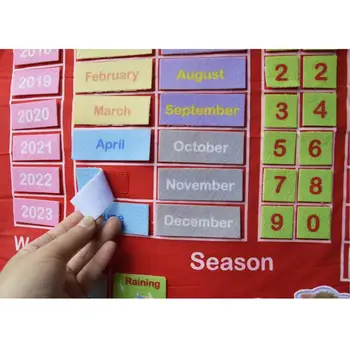 Gradinita Jucărie De Învățământ Pânză De Învățare Alfabet Engleză Vreme Data Calendarul Sezonului Instrument De Predare Buzunar Sac Agățat