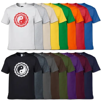 Chinez Tai Chi Cerneală Ying Yang Tricou Imprimat Îmbrăcăminte T-shirt 16 Culori de Bumbac Boutique Teuri de Moda de Brand T Camasa Barbati Tricou