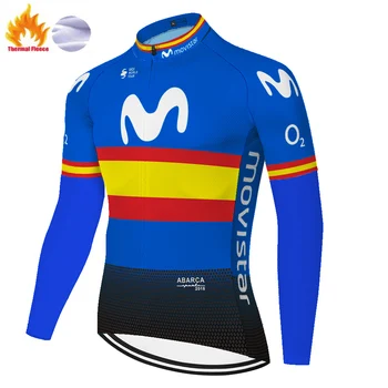Echipa movistar ciclism jersey bărbați de Iarnă Thermal Fleece cald biciclete camasa Barbati abbigliamento ciclismo estivo în 2020