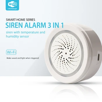 Tuya WiFi Sirena de Alarmă cu Temperatura Umiditate 3 In 1 Smart Home Securitate Alarmă Senzor de Control de la Distanță APP Alexa Google IFTTT