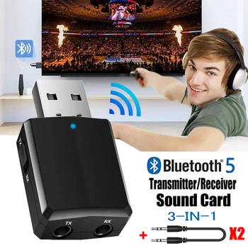 Bluetooth USB 5.0 Transmițător Receptor 3 in 1 EDR Adaptor Dongle-ul de 3.5 mm AUX pentru TV, PC, Casti Stereo de Acasă Car Audio HIFI