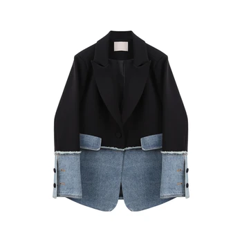 2021 Nouă primăvară pentru Femei jacheta Denim pentru femei haina de înaltă calitate Rever Mozaic Denim Sacou Casual Moda Femei, Haine NZY103
