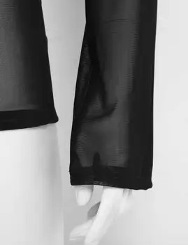Femei Rochie Transparentă Neagră Sexy Exotice Rochie Mini Vedea-Prin Intermediul Ochiurilor De Plasă Pur Mâneci Bodycon Clubwear Rave Haine De Festival