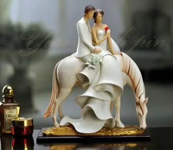 Caracterul de mare Proaspăt căsătorit decor acasă imediat Fericit acum fericit cadou de Nunta cal statui Mobilier Acasă