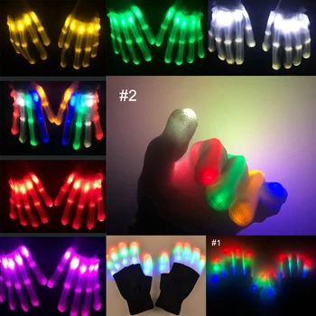 2 buc LED-uri Rave Intermitent Mănușă Strălucire 6 Modul Aprinde Deget de Iluminat Petrecere Copil