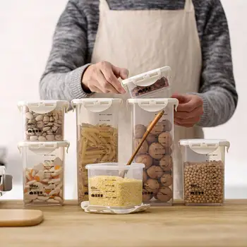 Alimente uscate Dispenser din Plastic Gustări Rezervor de Cafea, Cutie de Ceai de Condimente Sortare Borcan Frigider Proaspete-păstrarea Cerealelor Cutie de Cereale