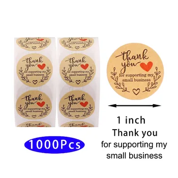 1000Pcs/pachet Drăguț Kawaii Estetice Multumesc Autocolant-Mi susține Afacerea Dvs. de Mici dimensiuni Sigiliu Eticheta Ambalajului bifa Lucru Aur