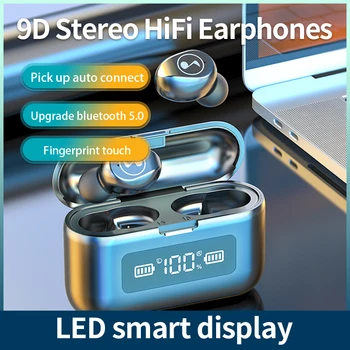 F9 Notă Bluetooth Casti HIFI Stereo Lumina Sculptură LED Digital Display Touch 2-a Generație 5.0 Căști Invizibile, rezistent la apa
