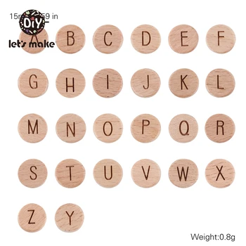 Hai să Facem din Lemn Teether Margele engleză Alfabet Scrisoare 50pcs Fag personalizate Personalizate Numele DIY Suzeta Lanț de Bunuri pentru Copii Jucarii