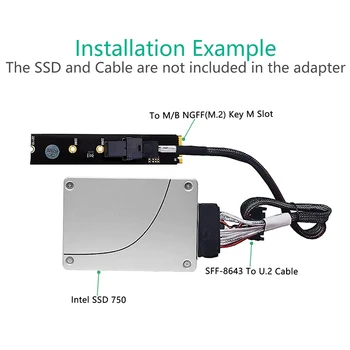SFF-8643 Mini SAS HD 36 Pini la M. 2 M-Cheie Adaptor de Card pentru U. 2 NVMe PCIe NVMe SSD Suport 750 de 2,5 Inch