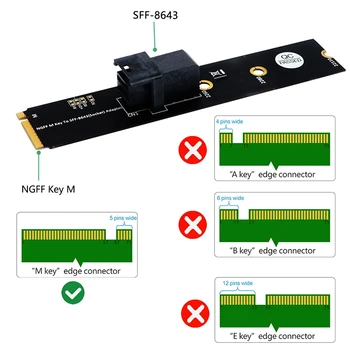 SFF-8643 Mini SAS HD 36 Pini la M. 2 M-Cheie Adaptor de Card pentru U. 2 NVMe PCIe NVMe SSD Suport 750 de 2,5 Inch